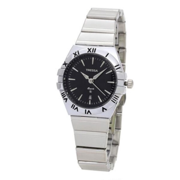 Reloj Tressa Novel Dama Plateado C/Negro