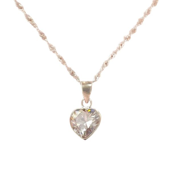 Cadenita Con Dije Corazón C/Cubic Blanco