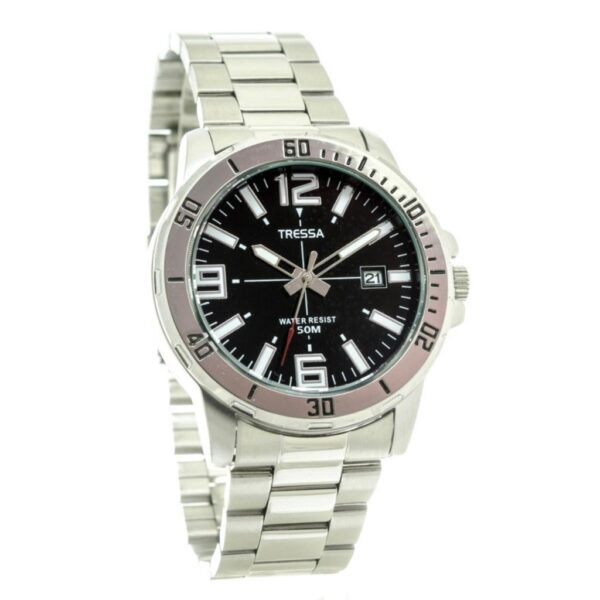 Reloj Tressa Borja Plateado Números Negro