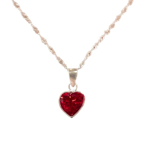 Cadenita Con Dije Corazón C/Cubic Rojo