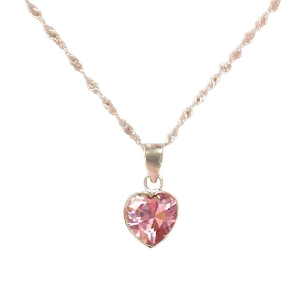 Cadenita Con Dije Corazón C/Cubic Rosa