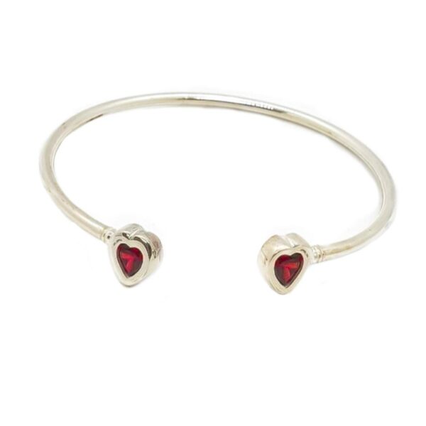Esclava Plata 925 Con Corazón Rojo