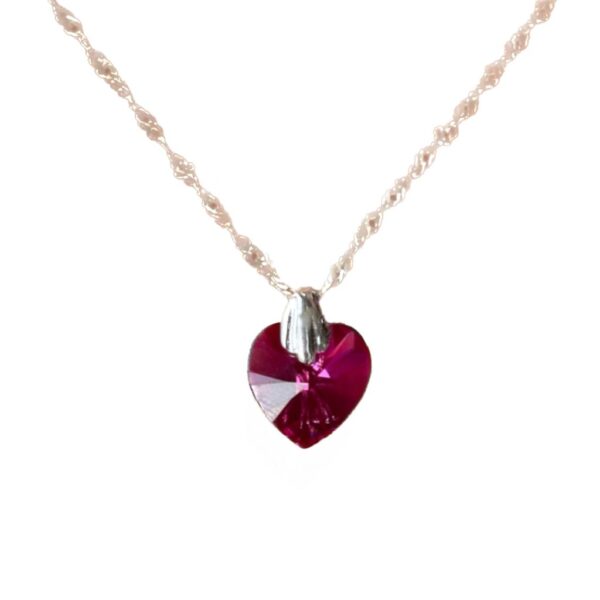 Cadenita Con Dije Corazón Swarovski Fucsia