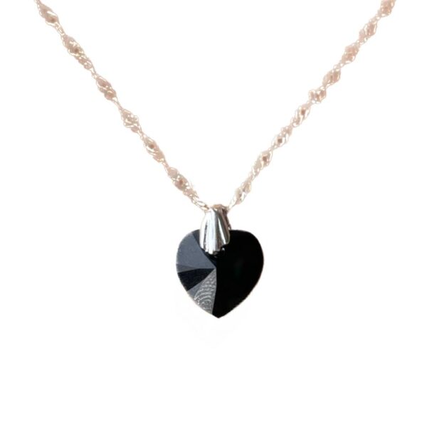 Cadenita Con Dije Corazón Swarovski Jet